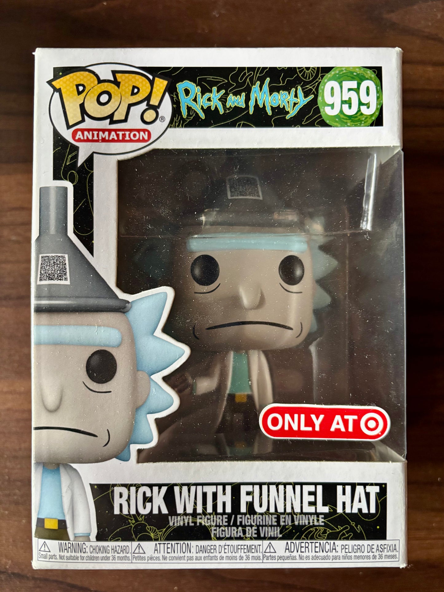 Rick With Funnel Hat Funko Pop #959 vinyl figure front view