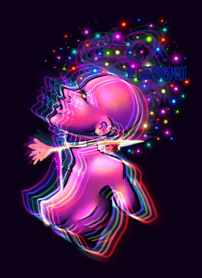 Trippy Babe art print by Crafty MerMadi - original psychedelic character illustration (NSFW)