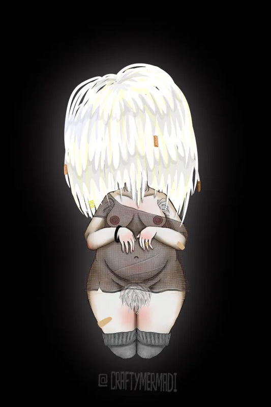 Lion's Mane Mushroom Babe character artwork by Crafty MerMadi - Hericium erinaceus character illustration (NSFW)