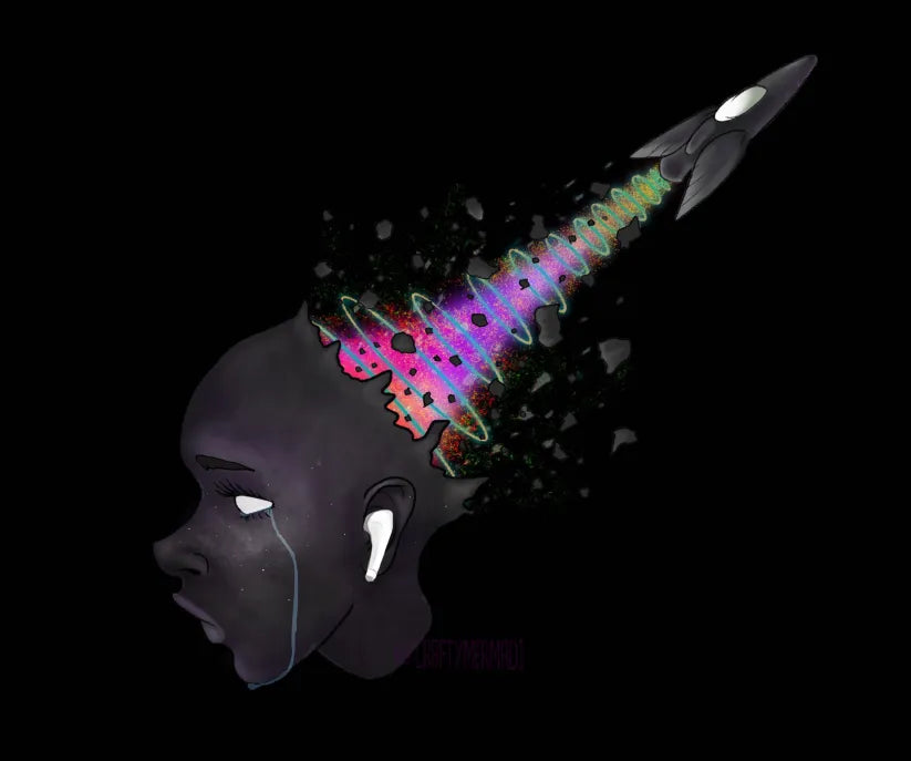 Mind Blown character artwork by Crafty MerMadi - original psychedelic character illustration