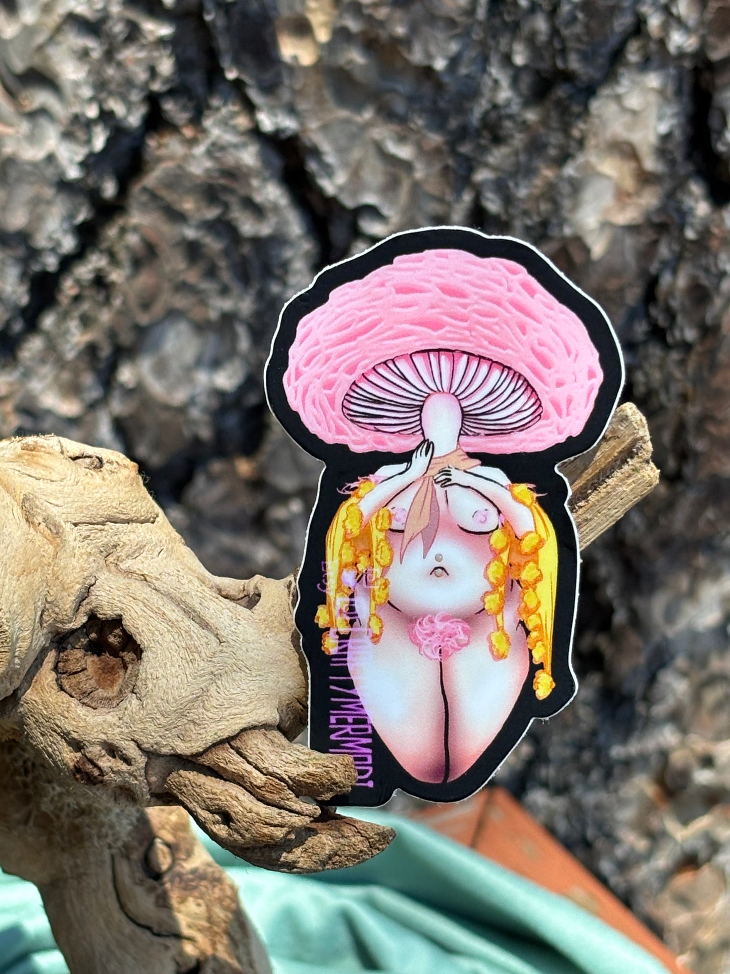 Wrinkled Peach Mushroom Babe Sticker NSFW product photo