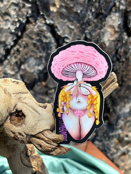Wrinkled Peach Mushroom Babe Sticker NSFW product photo