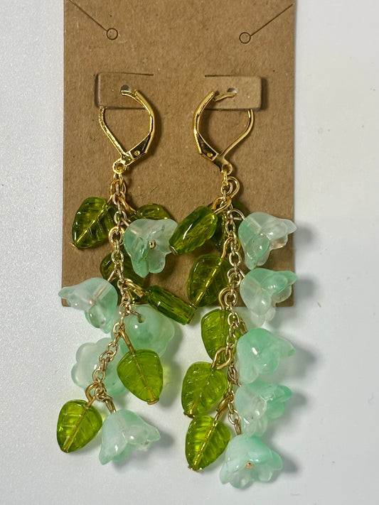 Flower Vine Earrings (Teal Bulbs)