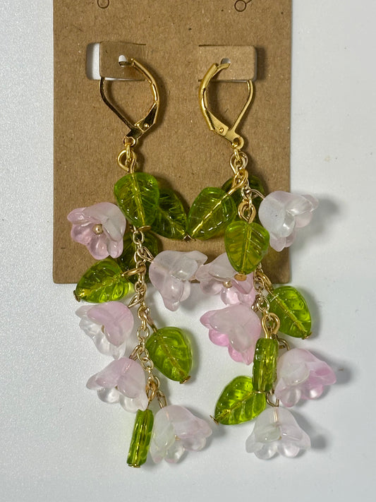 Flower Vine Earrings (Pink Bulbs)
