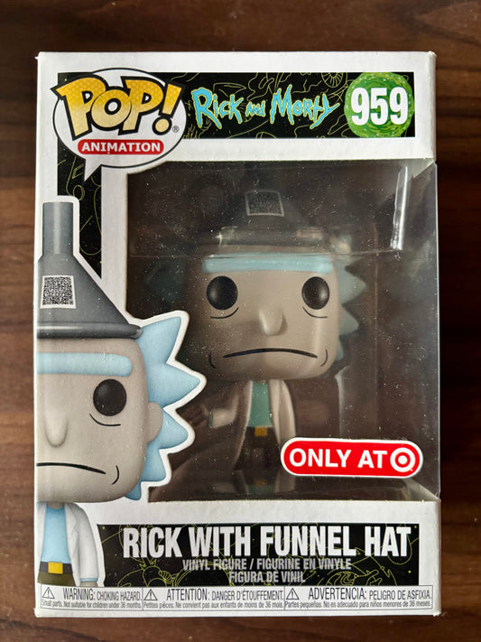 Rick With Funnel Hat Funko Pop #959 vinyl figure front view