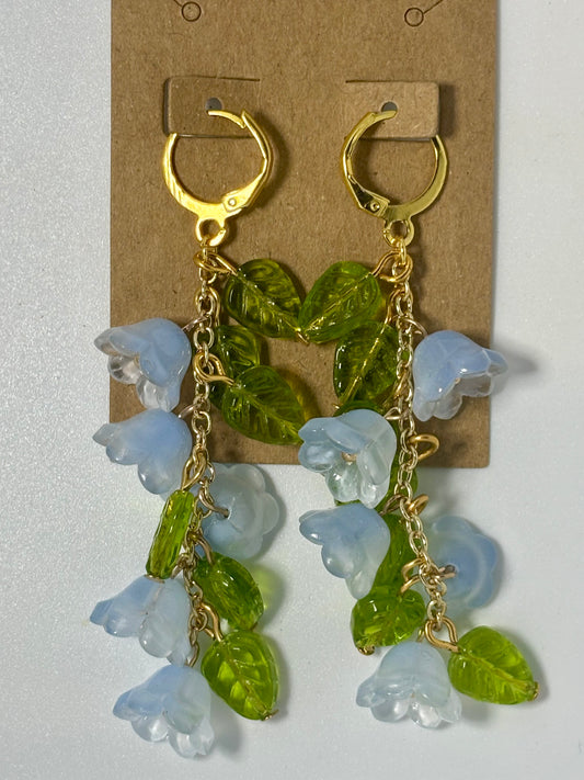 Flower Vine Earrings (Ice Blue Bulbs)