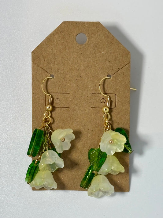 Flower + Leaf Earrings (Yellow Bulbs)