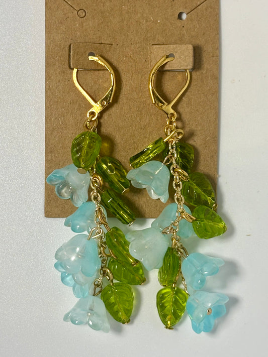 Flower Vine Earrings (Blue Bulbs)