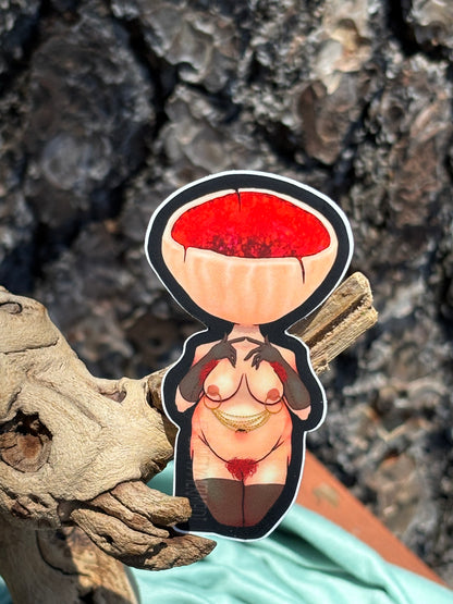 Scarlet Elf Cup Mushroom Babe Sticker NSFW product photo