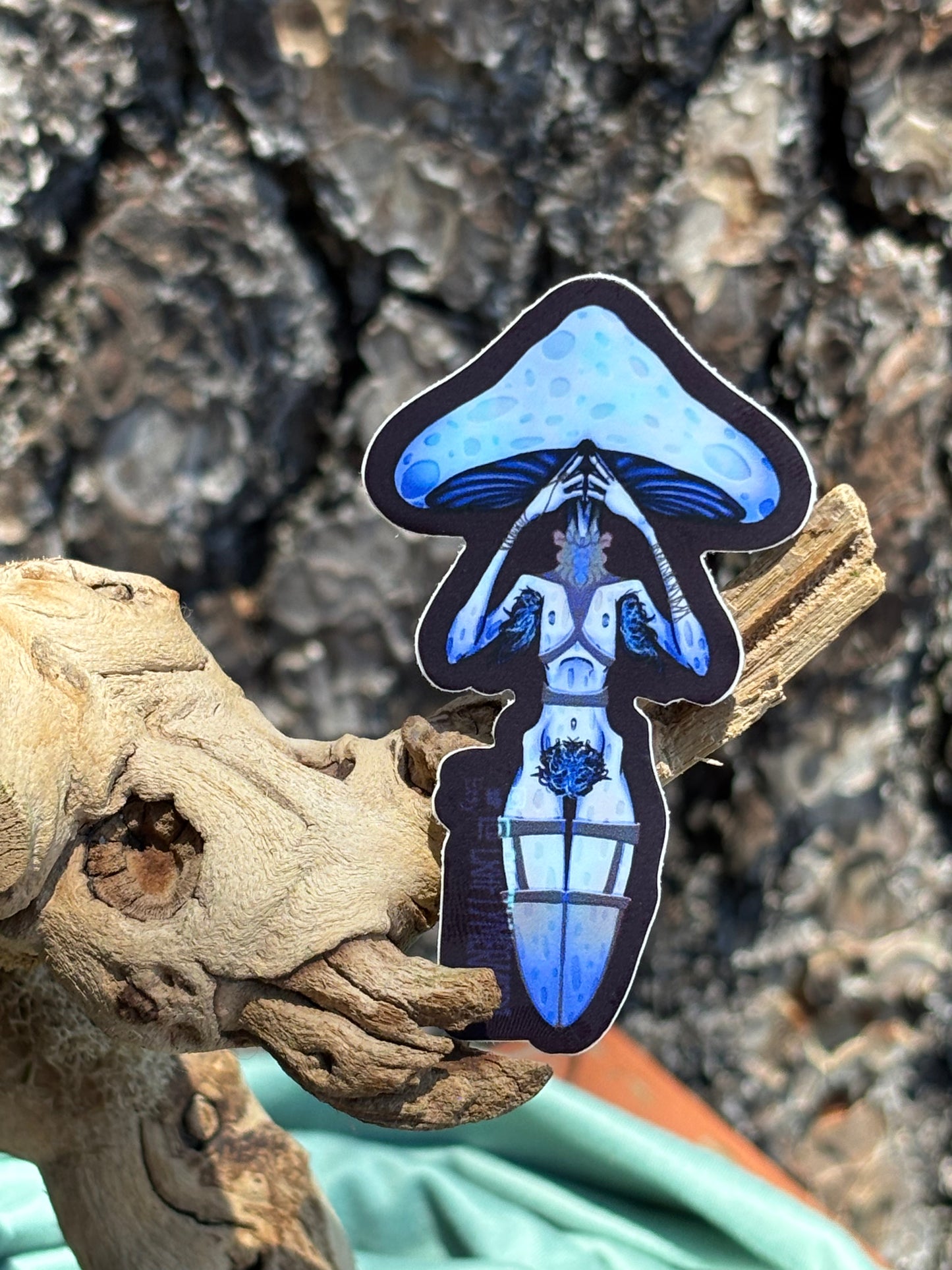 Indigo Milk Cap Mushroom Babe Sticker NSFW product photo