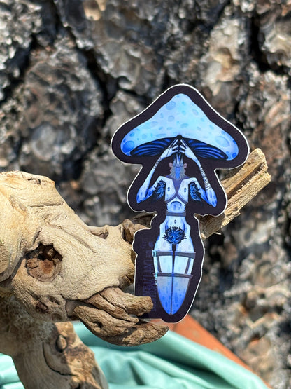 Indigo Milk Cap Mushroom Babe Sticker NSFW product photo