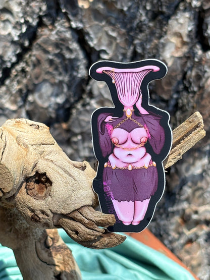 Pink Oyster Mushroom Babe Sticker NSFW product photo