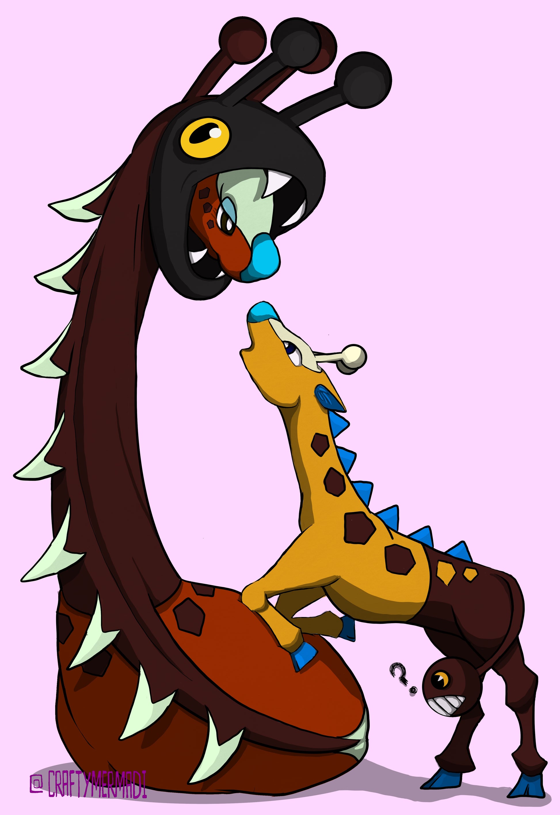 Girafarig art print by Crafty MerMadi  -  original dual-natured character illustration