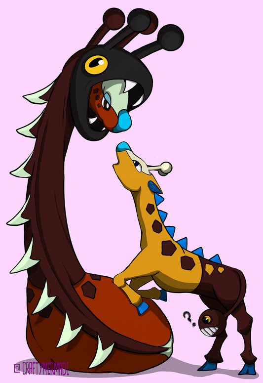 Girafarig art print by Crafty MerMadi  -  original dual-natured character illustration