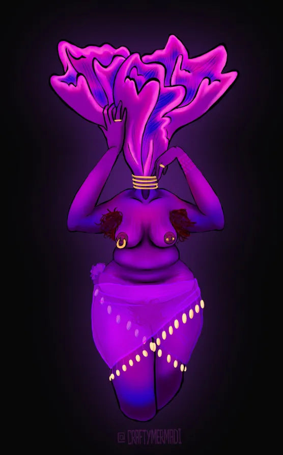 Amethyst Deceiver Mushroom Babe character artwork by Crafty MerMadi - Laccaria amethystina character illustration (NSFW)