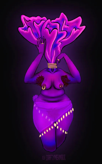 Amethyst Deceiver Mushroom Babe character artwork by Crafty MerMadi - Laccaria amethystina character illustration (NSFW)