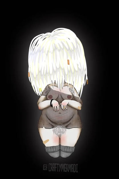 Lion's Mane Mushroom Babe character artwork by Crafty MerMadi - Hericium erinaceus character illustration (NSFW)