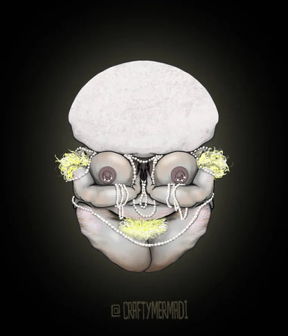 Puffball Mushroom Babe character artwork by Crafty MerMadi - Calvatia gigantea character illustration (NSFW)