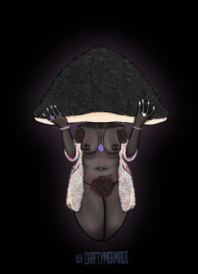 Hoof Fungus Mushroom Babe character artwork by Crafty MerMadi - Fomes fomentarius character illustration (NSFW)