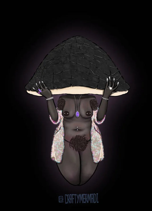 Hoof Fungus Mushroom Babe character artwork by Crafty MerMadi - Fomes fomentarius character illustration (NSFW)