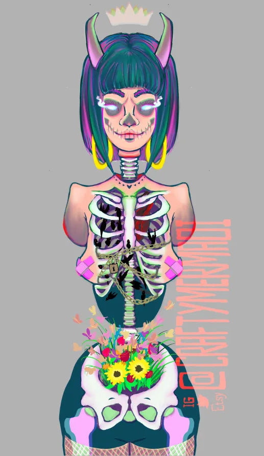 X-ray Babe character artwork by Crafty MerMadi - original character illustration with skeletal theme